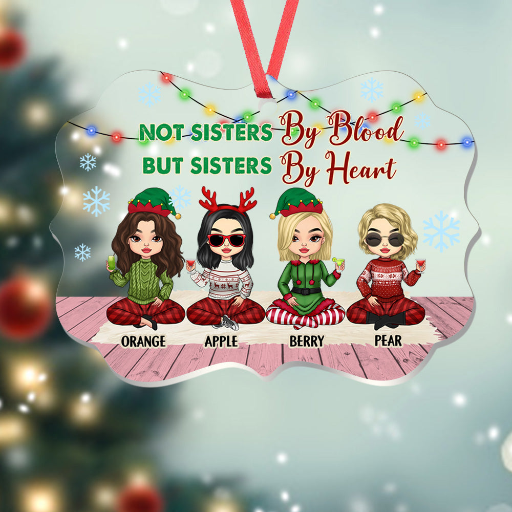 Personalized Besties Friends Sisters Forever Acrylic Ornament, Customized Holiday Ornament AE