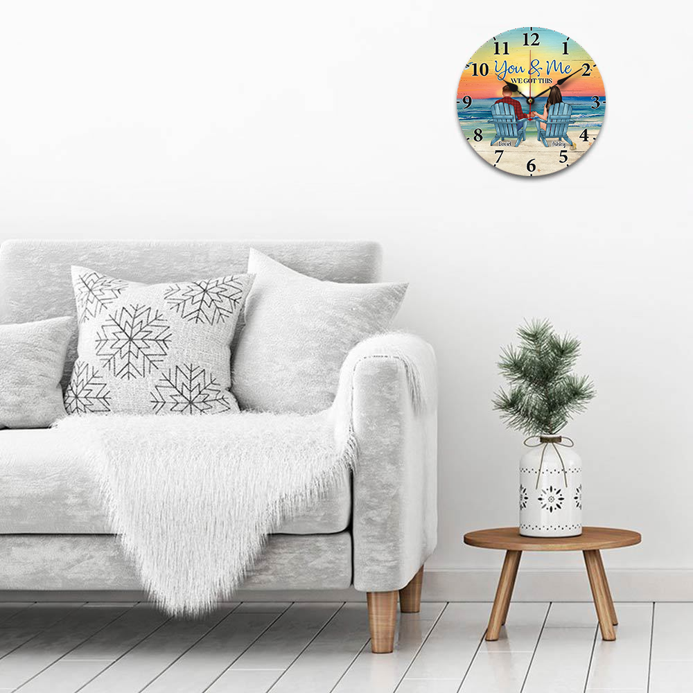 Personalized You & Me We Got This Couple Wooden Clock, Anniversary Gift For Couple AH