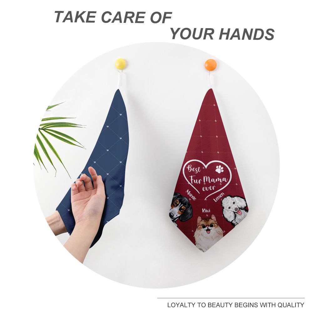 Custom Best Fur Mama Ever Dog Cat Hand Towel, Pet Lover Gift JonxiFon