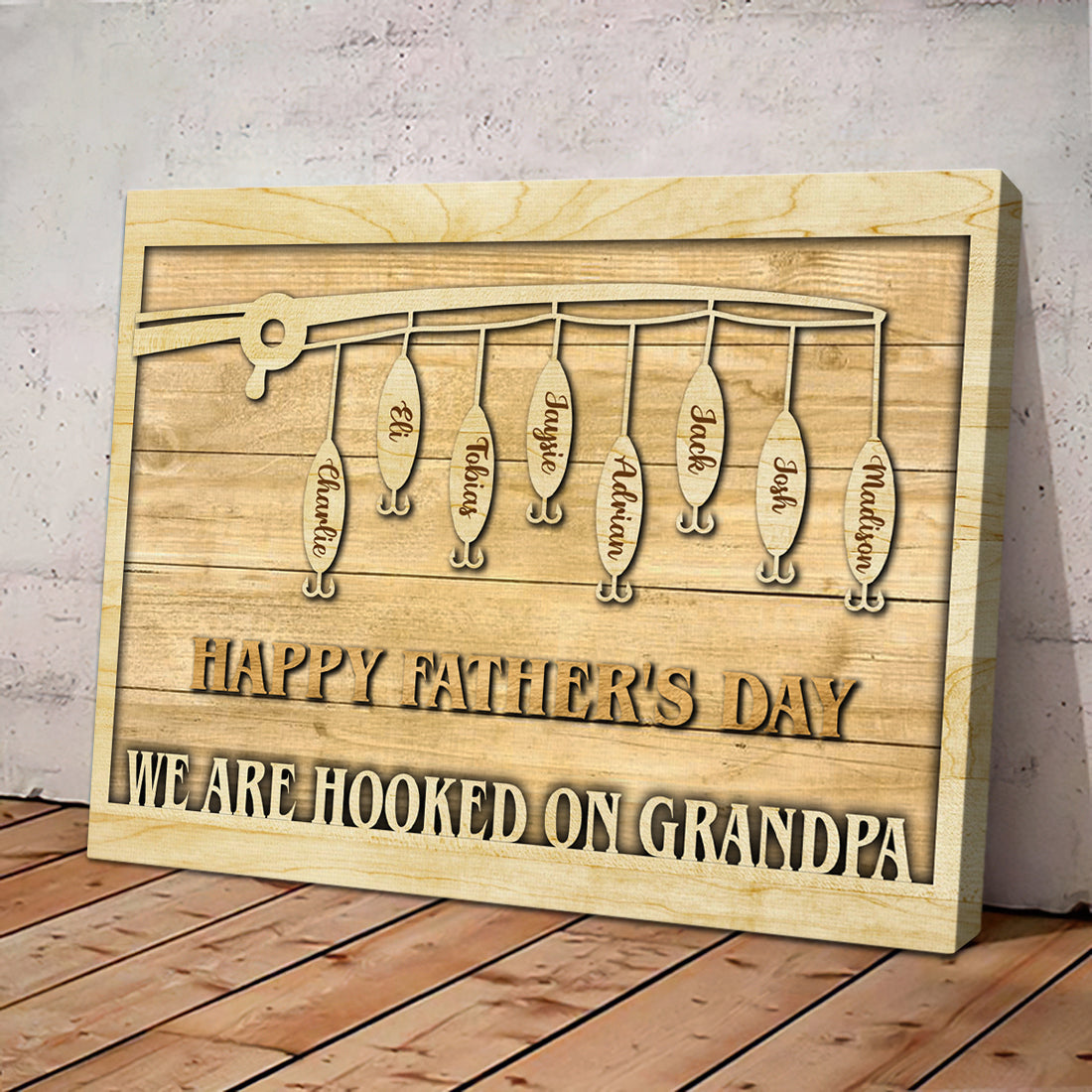 WE ARE HOOKED ON GRANDPA/DADDY - Personalized Canvas AK