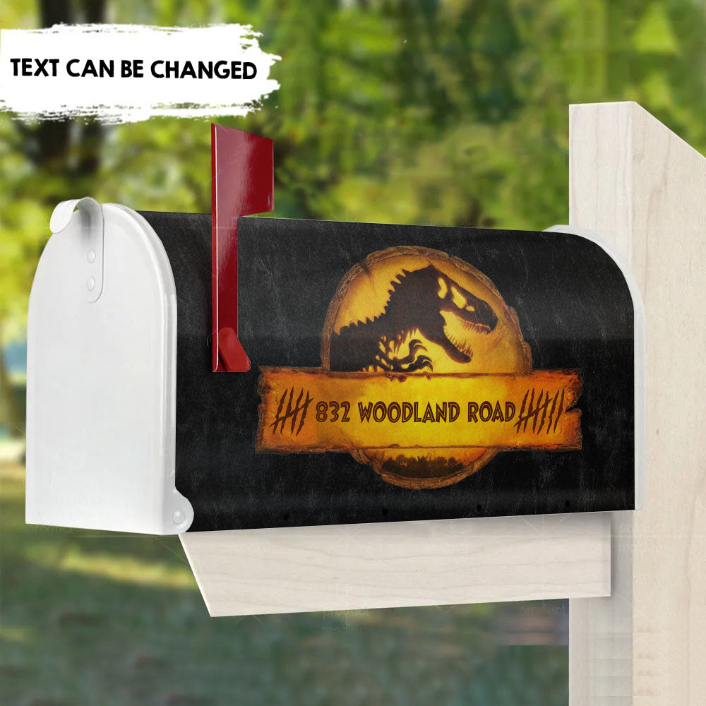Orange Dinosaur - Customized Address Mailbox Cover AF