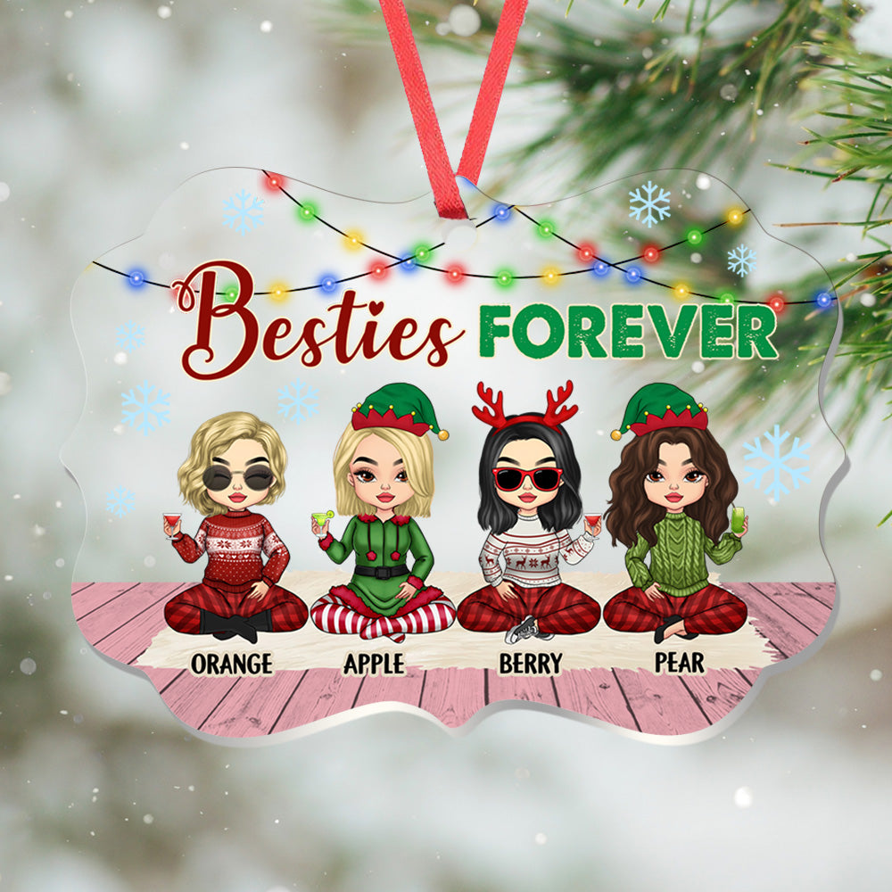 Personalized Besties Friends Sisters Forever Acrylic Ornament, Customized Holiday Ornament AE