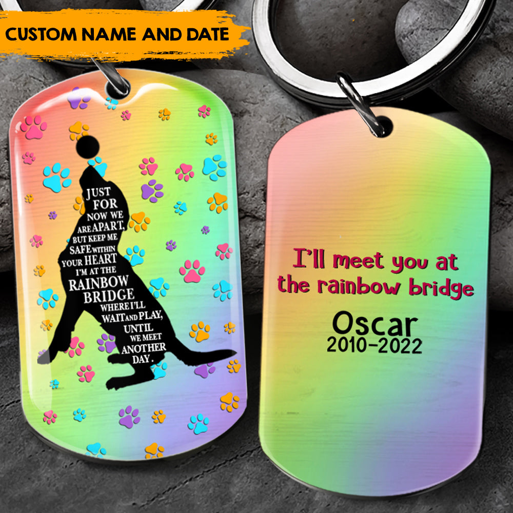 Meet You At The Rainbow Bridge - Personalized 2-sided Keychain, Pet Memorial Gift AA