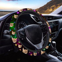 Thumbnail for Custom Neon Pawprints Dog Cat Photo Car Steering Wheel Cover, Pet Lover Gift JonxiFon