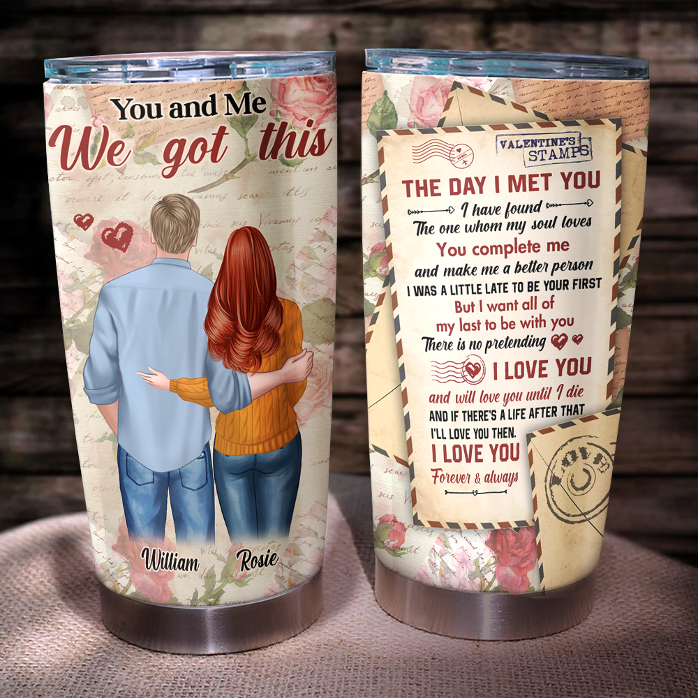 Personalized The Day I Met You Love Letter Couple Tumbler, Valentine's Day Gift AA