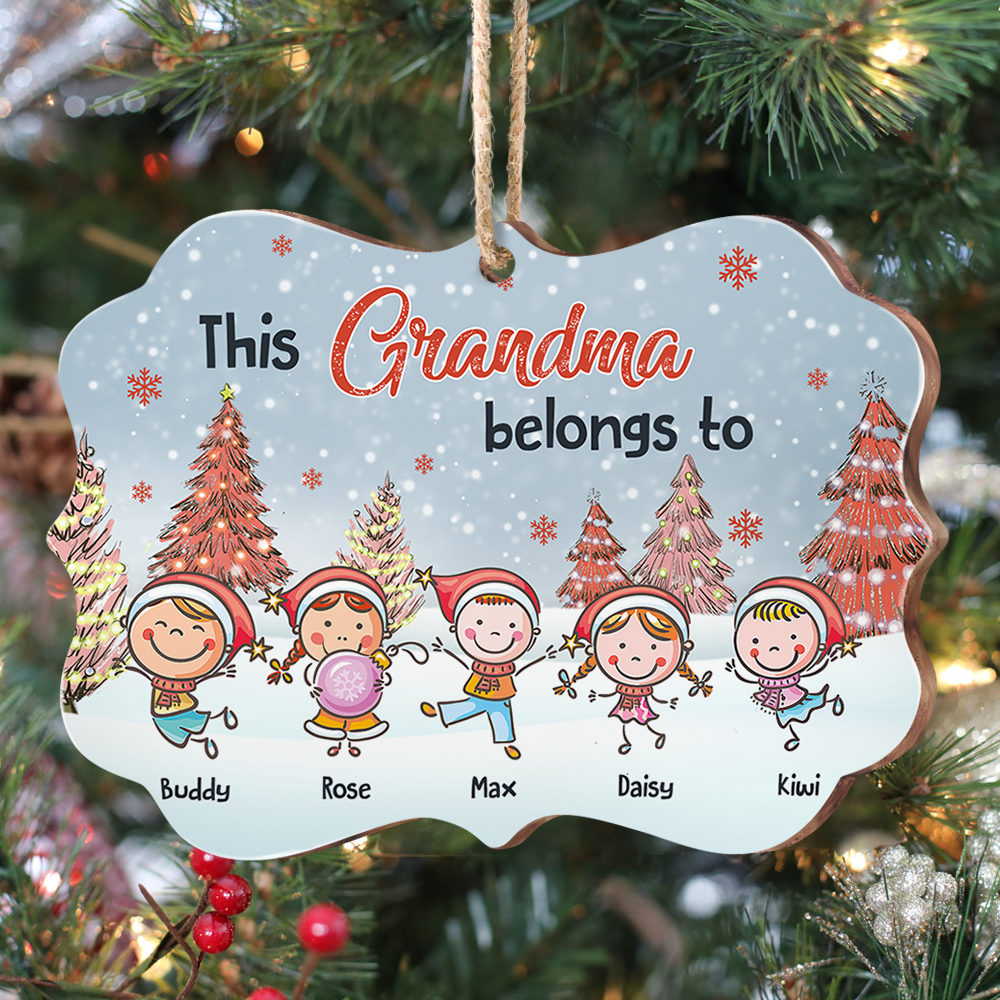 Personalized Mom Grandma Belong To Kids Christmas Printed MDF Benelux Ornament AE