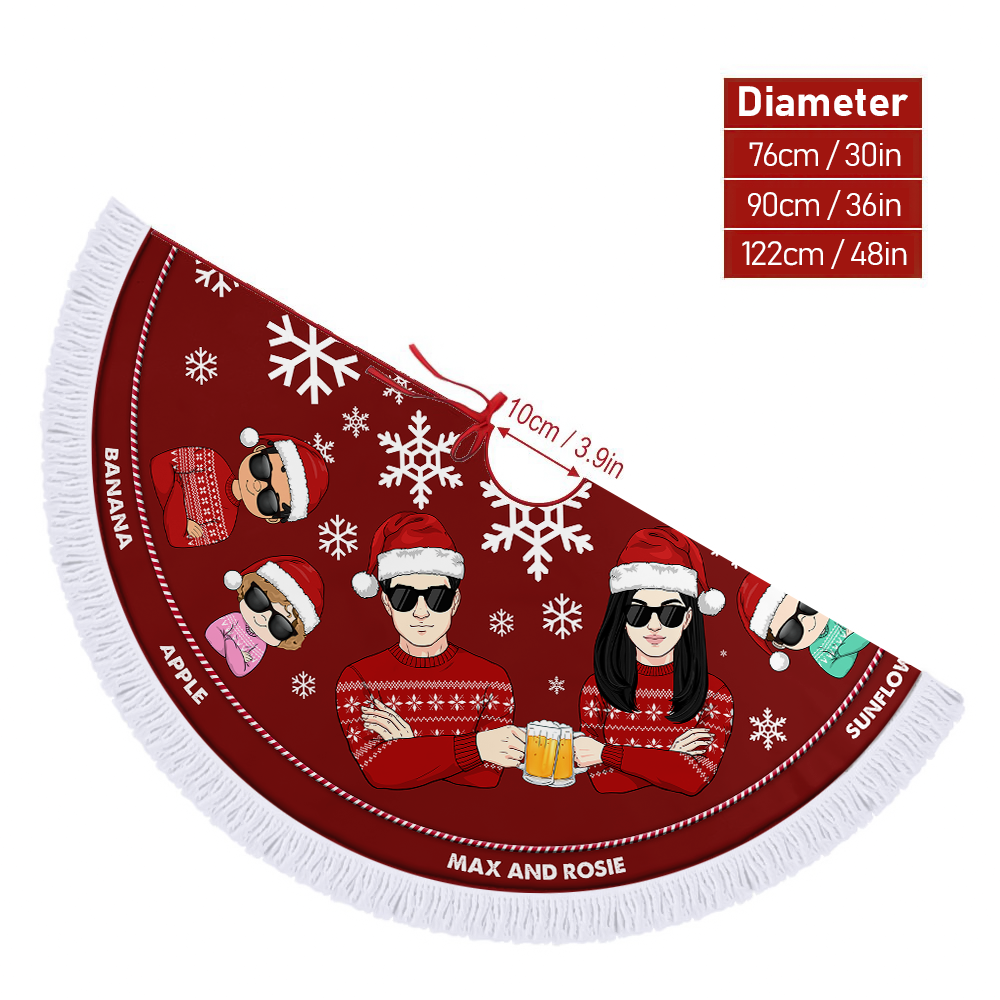 Personalized Family Member Xmas Tree Skirts, Chritsmas Decor, Gift For Family AB