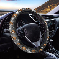 Thumbnail for Custom Sparkling Marble Dog Cat Photo Car Steering Wheel Cover, Pet Lover Gift FC