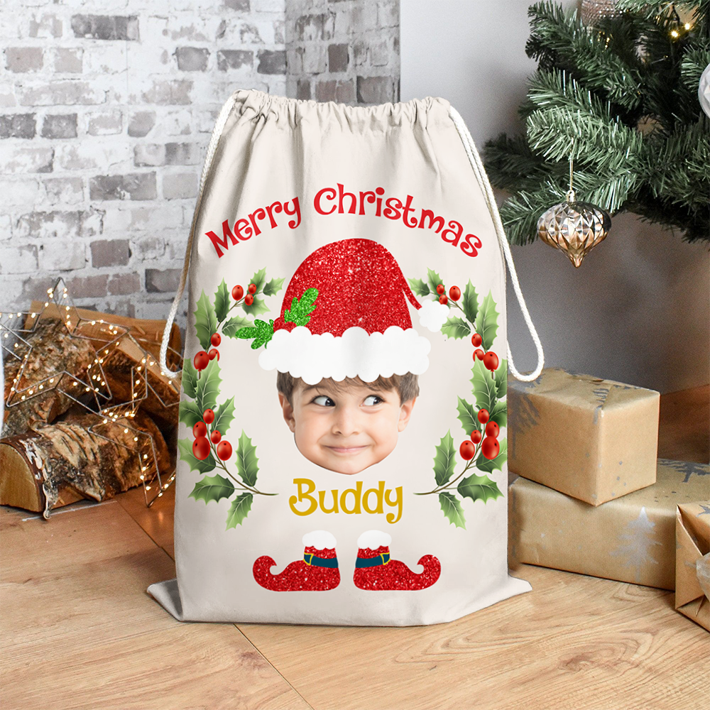 Custom Face Photo Baby Claus Family Christmas Bag, Christmas Gift AB