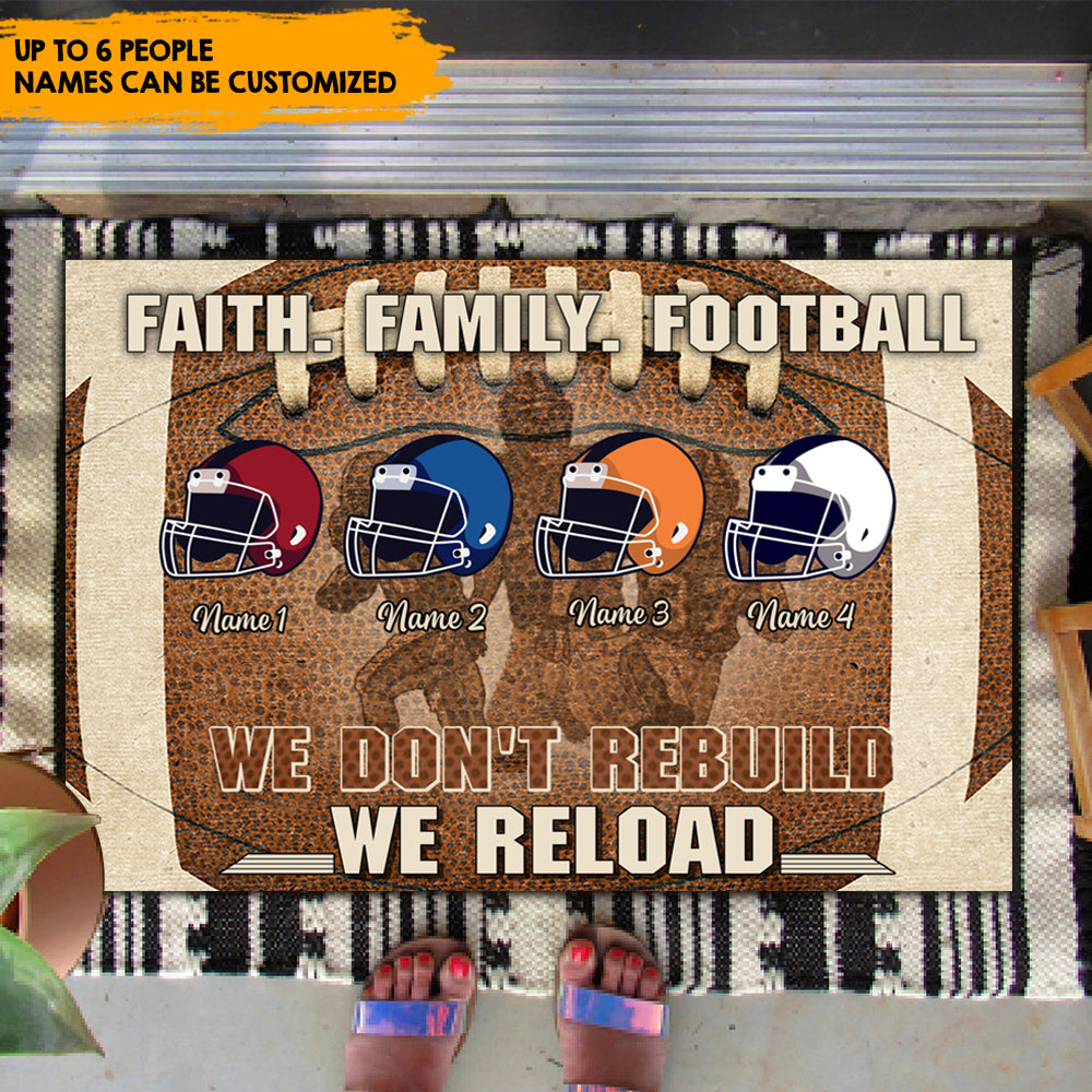 Faith Football Family - Personalized Family Football Doormat AB