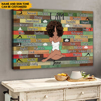 Thumbnail for Afro Girl Yoga Vintage - Customized Name And Skintone Canvas AK