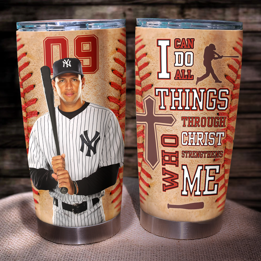 Personalized Upload Photo Baseball Tumbler, Gift For Baseball Lover AA