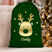 Thumbnail for Custom Red With Reindeer Family Santa Sack, Christmas Gift AB