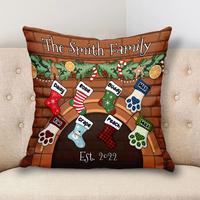 Thumbnail for Custom Christmas Stockings Hanging Family Throw Pillow, Christmas Gift AD