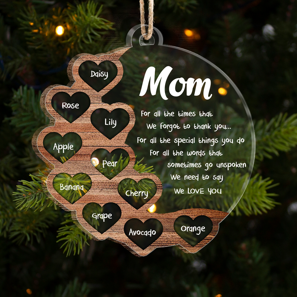 I Love You Mom Grandma Christmas For Mother Layered Wood Acrylic Ornament, Customized Holiday Ornament AE