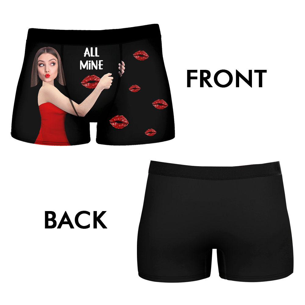 Custom All Mine Face Photo Men's Boxer Briefs, Gift For Him AI