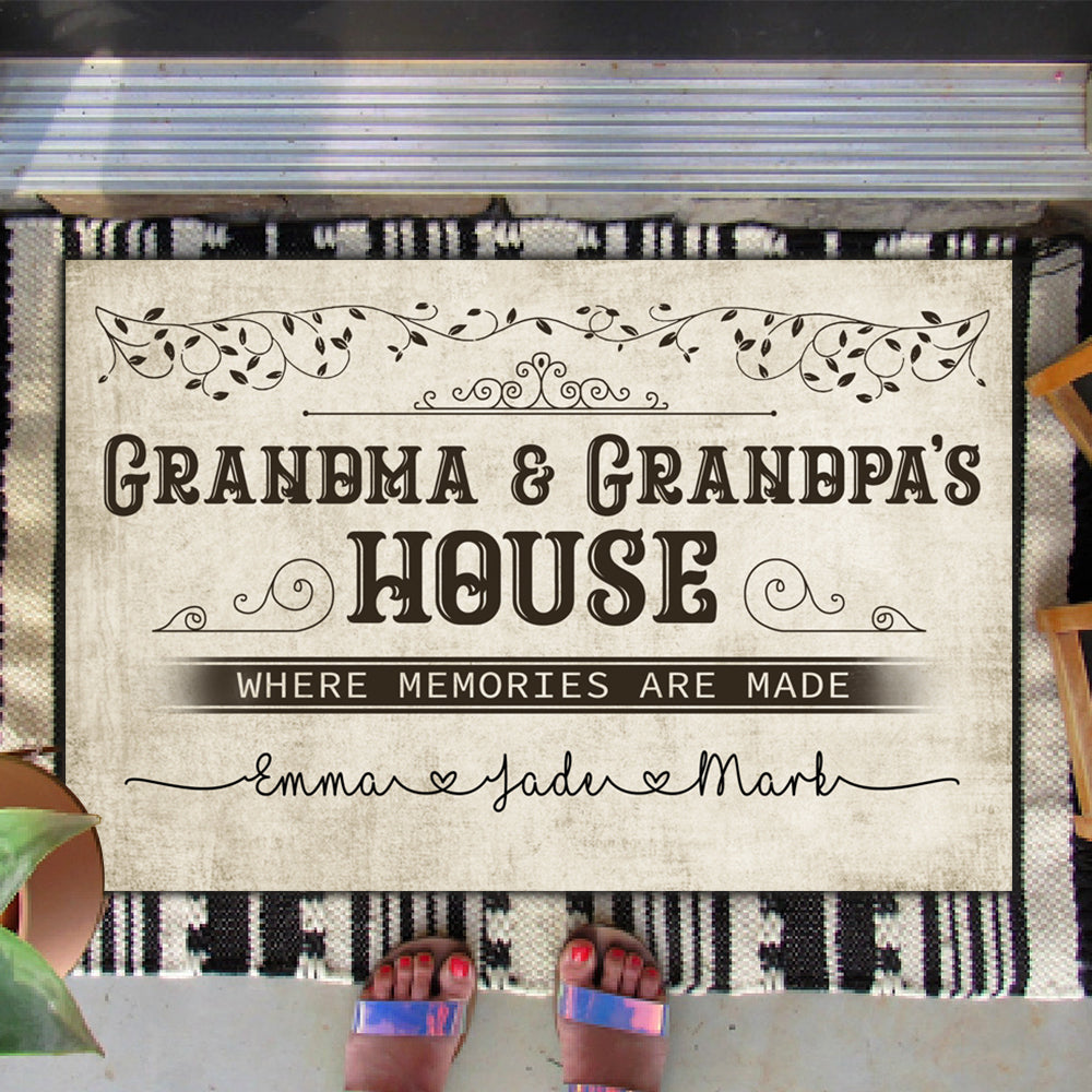 Grandma & Grandpa House Where Memories Are Made - Personalized Doormat AB