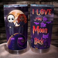 Thumbnail for Personalized I Love You To The Moon And Back Halloween Couple Tumbler, Love Gift AA