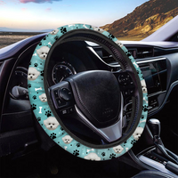 Thumbnail for Custom Face With Paws Dog Cat Car Steering Wheel Cover, Pet Lover Gift FC