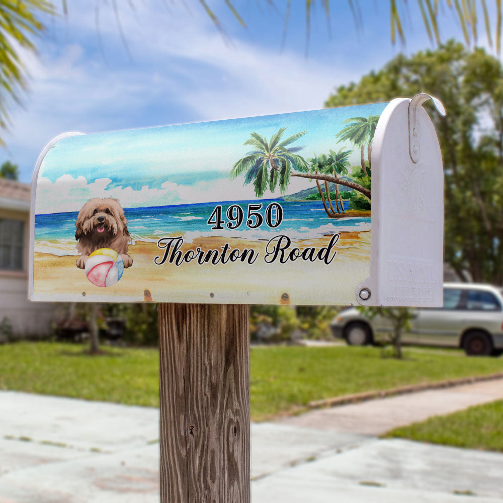 Dog Ball Tropical Beach - Customized Address Mailbox AF