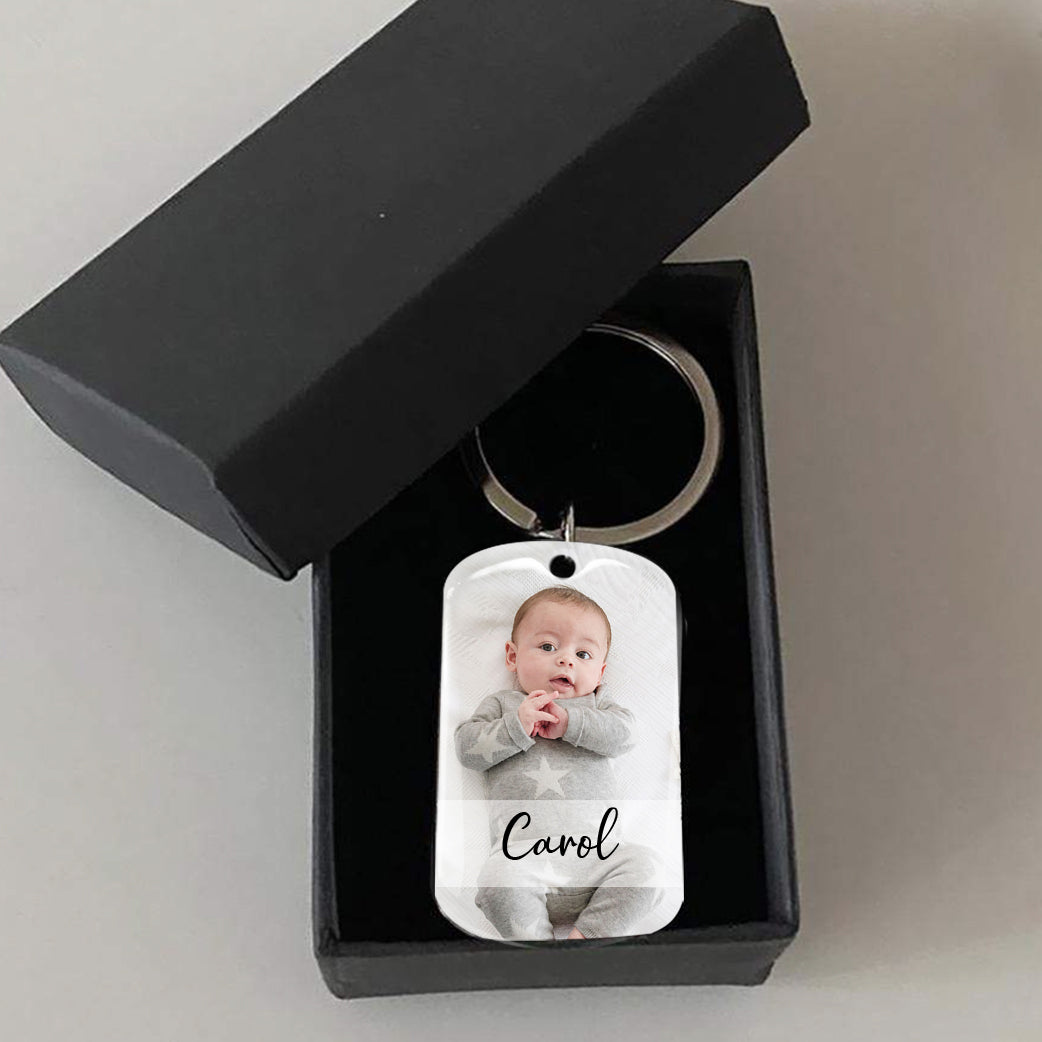 This baby is made with love Photo Metal Keychain, Gift for new mom new dad AA