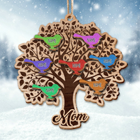 Thumbnail for Personalized Family Tree Bird Grandkids Grandma Christmas Layered Wood Ornament , Christmas Gift For Family AE