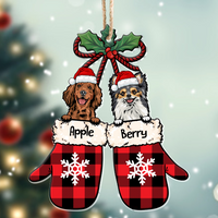 Thumbnail for Personalized Dog Peeking Christmas Santa Stocking Wood Ornament, Customized Holiday Ornament AE