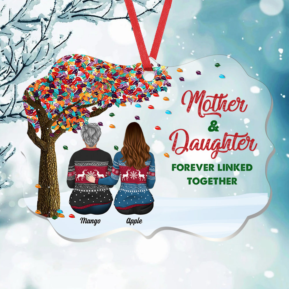 Personalized Mom Grandma Tree Daughters Acrylic Benelux Ornament, Customized Holiday Ornament AE