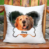 Thumbnail for Custom Dog Photo Heart & Bone Pillow, Dog Lover Gift AD