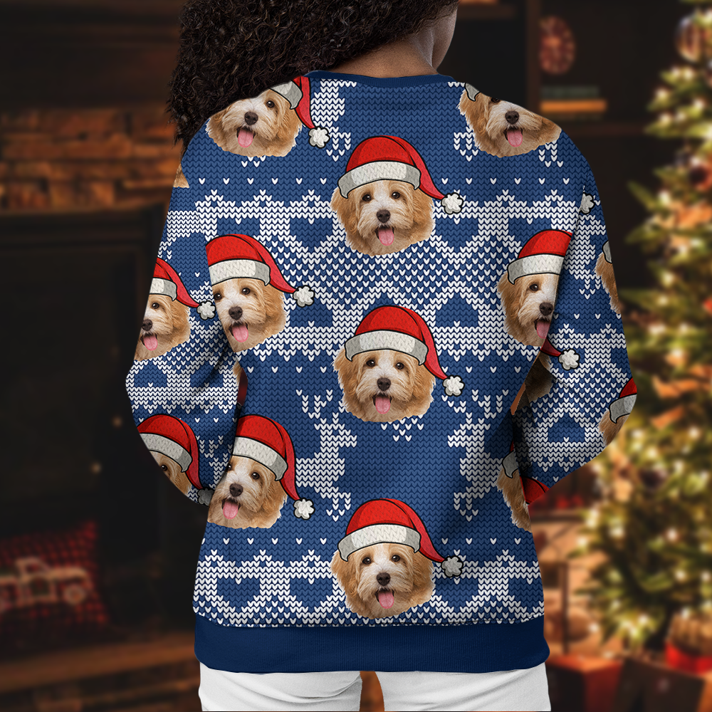 I Love My Pet Photo Ugly Christmas Sweatshirt, All-Over-Print Sweatshirt AB