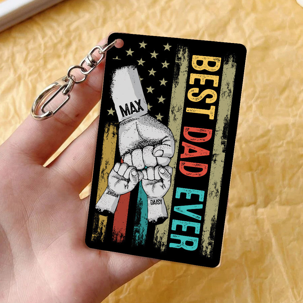 Personalized Best Dad Ever Acrylic Keychain, Gift For Dad JonxiFon