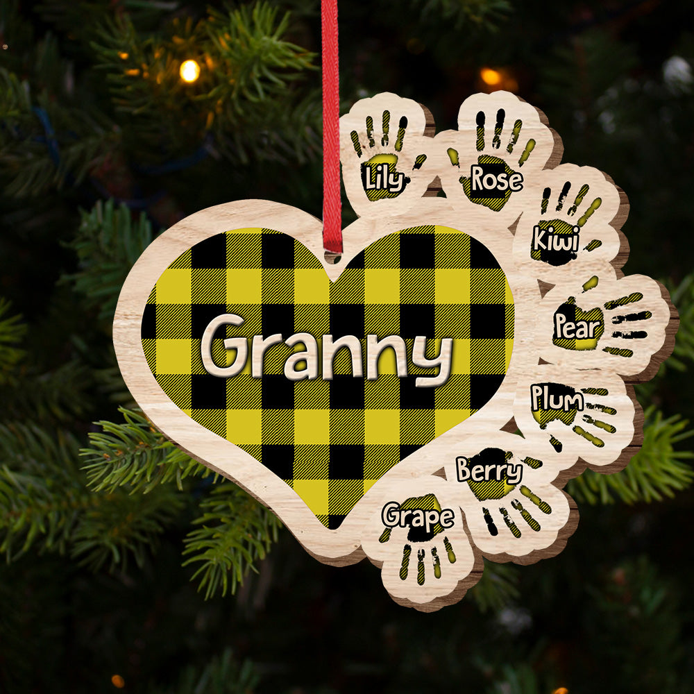 Gift For Grandma Hands Christmas Wood Ornament, Customized Holiday Ornament AE