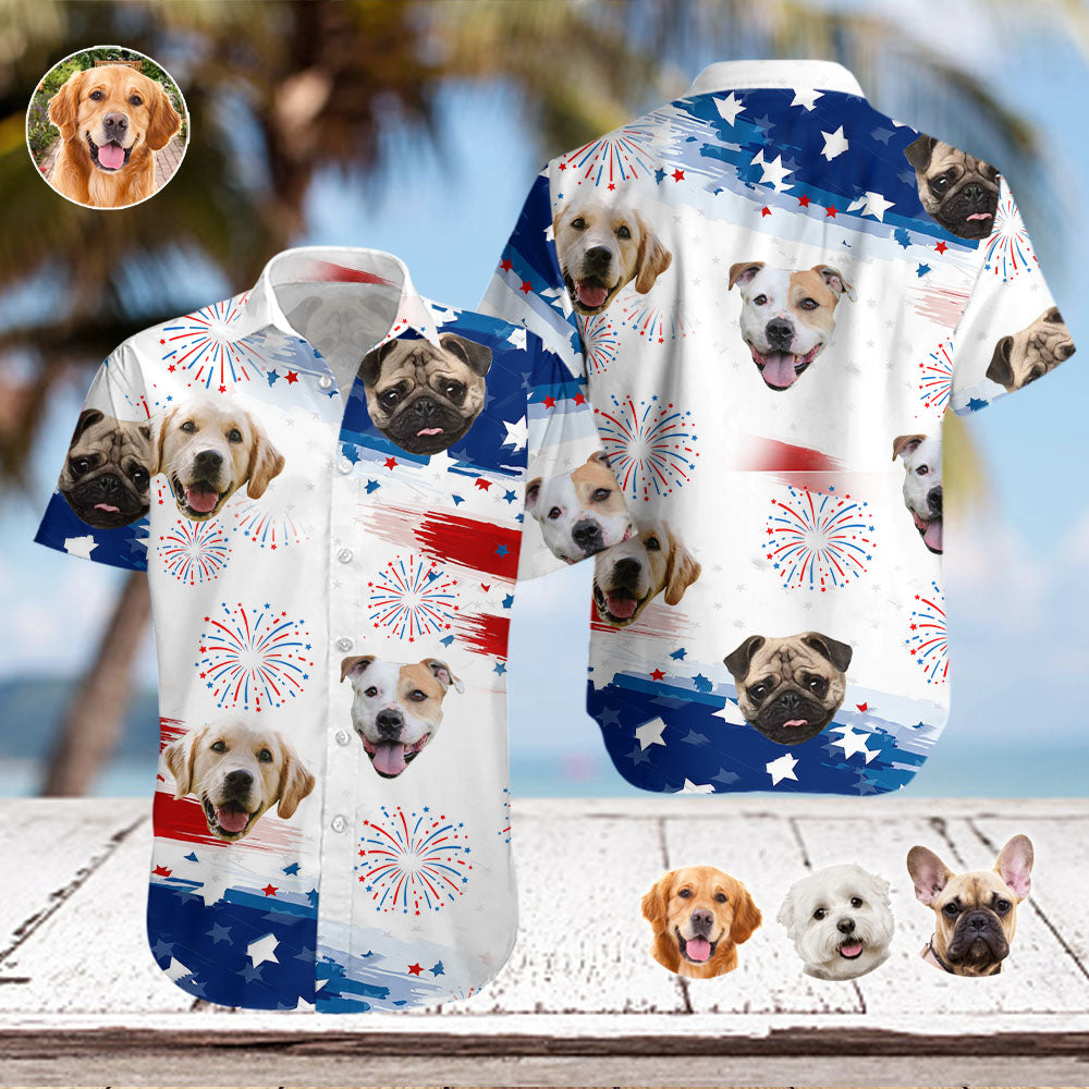 Independence Day Dog Face - Hawaiian Shirt AI