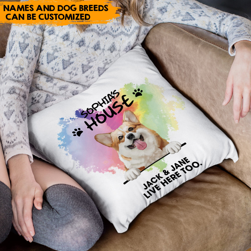 Lives Here Too - Personalized Pillow, Dog Lovers Gift AD