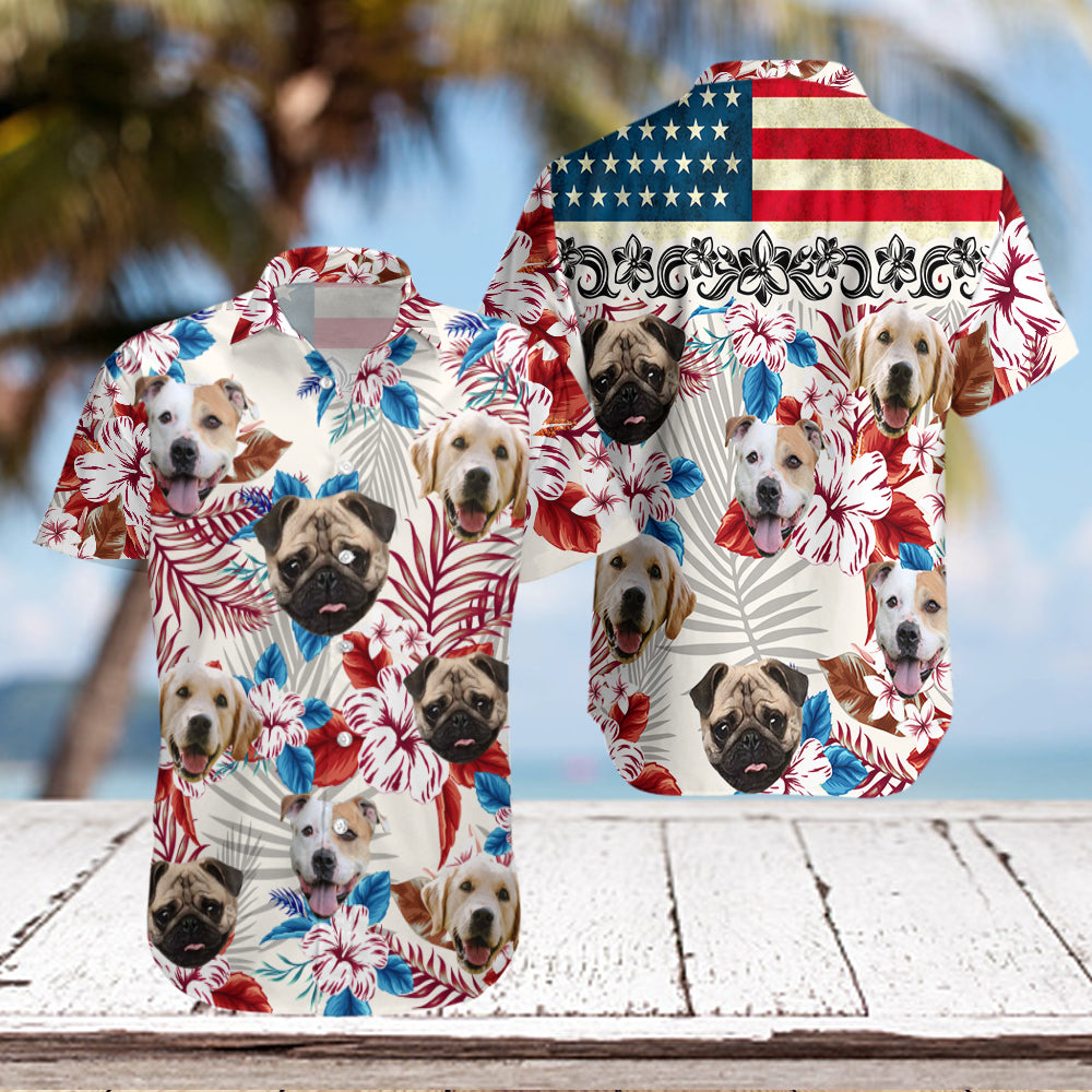 Flower Independence dog face - Hawaiian Shirt AI