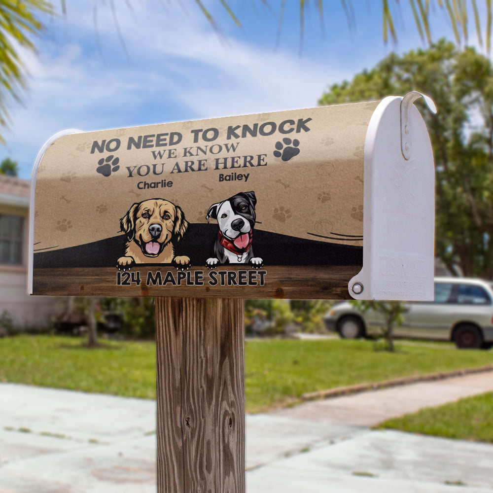 No need to knock Address Magnetic Mailbox Cover, Dog Lover Gift AF