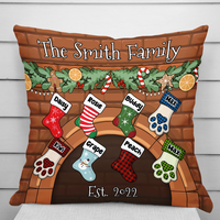 Thumbnail for Custom Christmas Stockings Hanging Family Throw Pillow, Christmas Gift AD