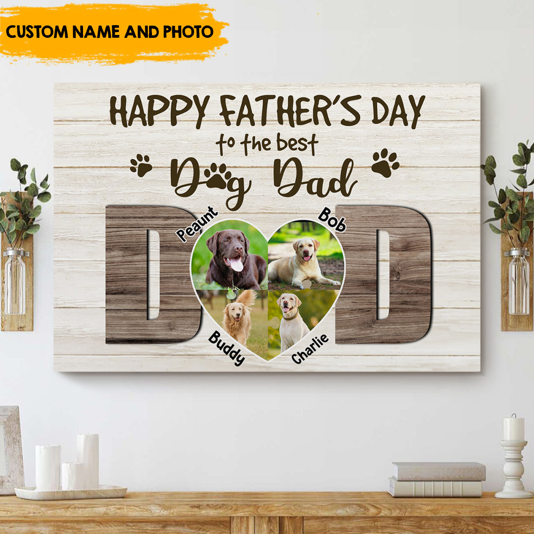 Thank you Dog Dad - Personalized Pet Photo Canvas AK