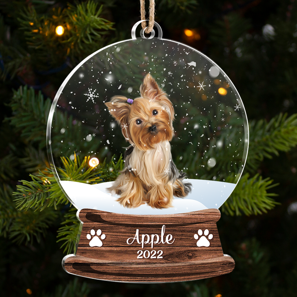 Custom Photo Snowball Pet & Family Printed Acrylic Ornament, Gift For Dog Lovers, Christmas Gift AC