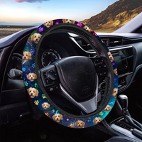 Thumbnail for Custom Neon Pawprints Dog Cat Photo Car Steering Wheel Cover, Pet Lover Gift JonxiFon