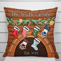 Thumbnail for Custom Christmas Stockings Hanging Family Throw Pillow, Christmas Gift AD