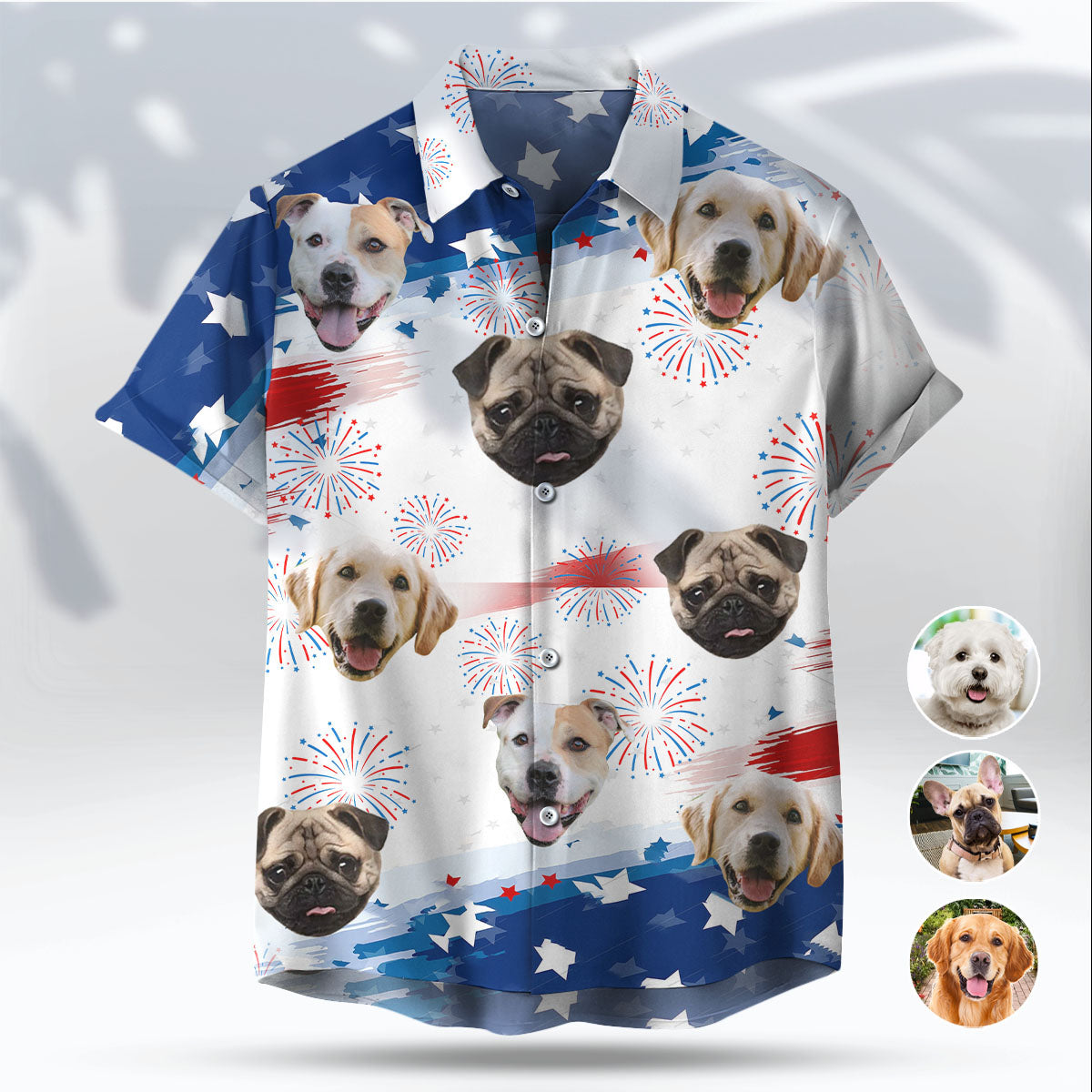 Independence Day Dog Face - Hawaiian Shirt AI