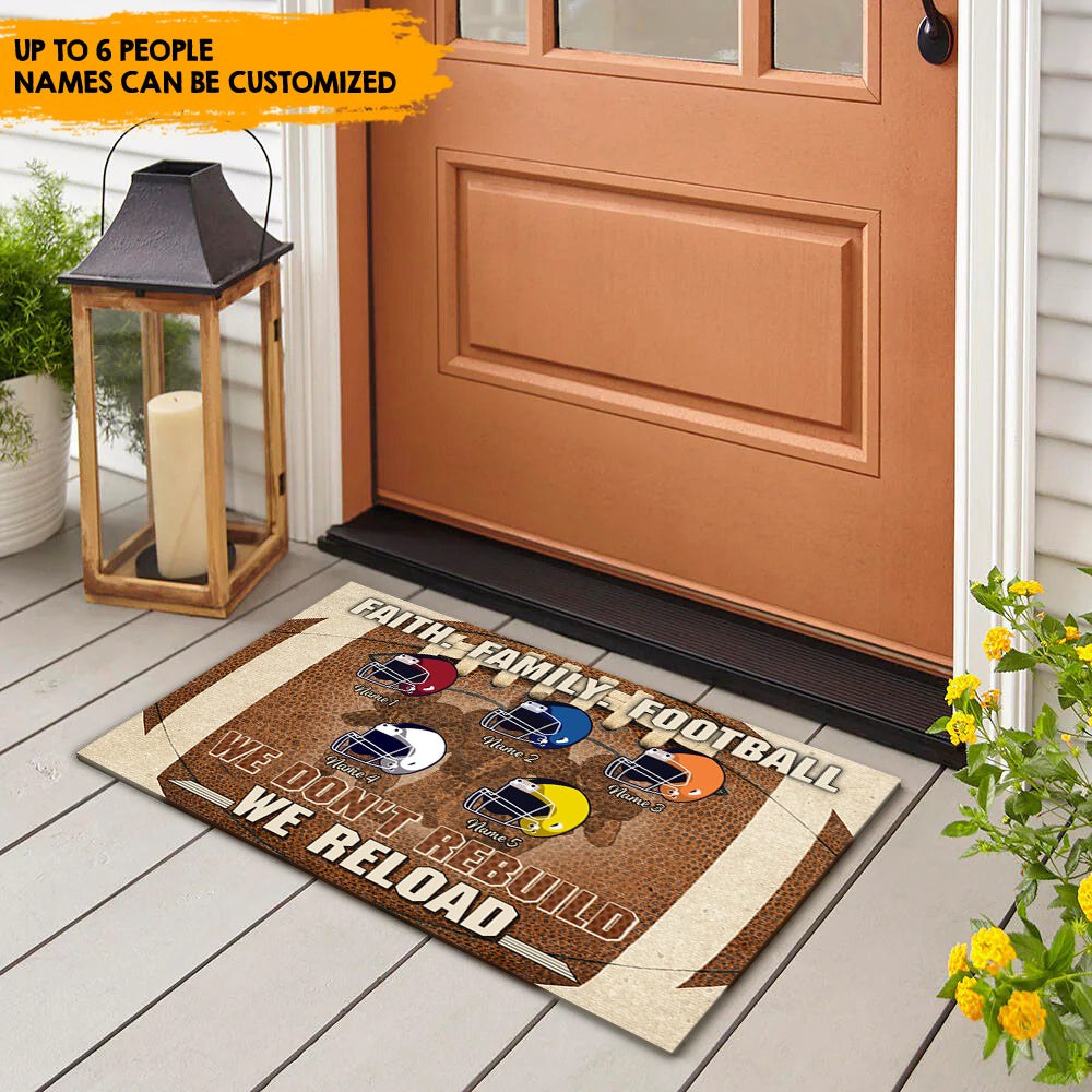 Faith Football Family - Personalized Family Football Doormat AB
