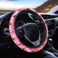 Thumbnail for Custom Sparkling Marble Dog Cat Photo Car Steering Wheel Cover, Pet Lover Gift FC