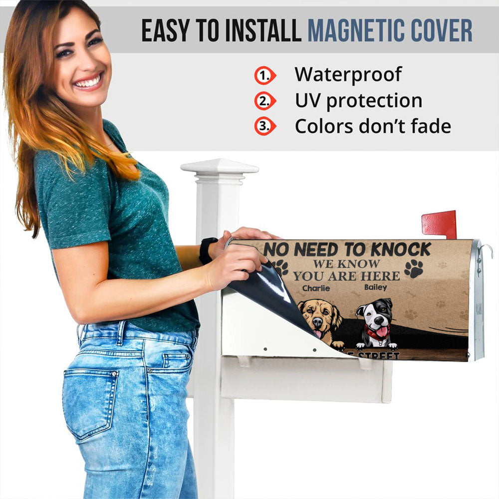 No need to knock Address Magnetic Mailbox Cover, Dog Lover Gift AF