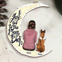Thumbnail for Personalized I Love You To The Moon And Back Dog Memorial Wood Ornament Cutout AE