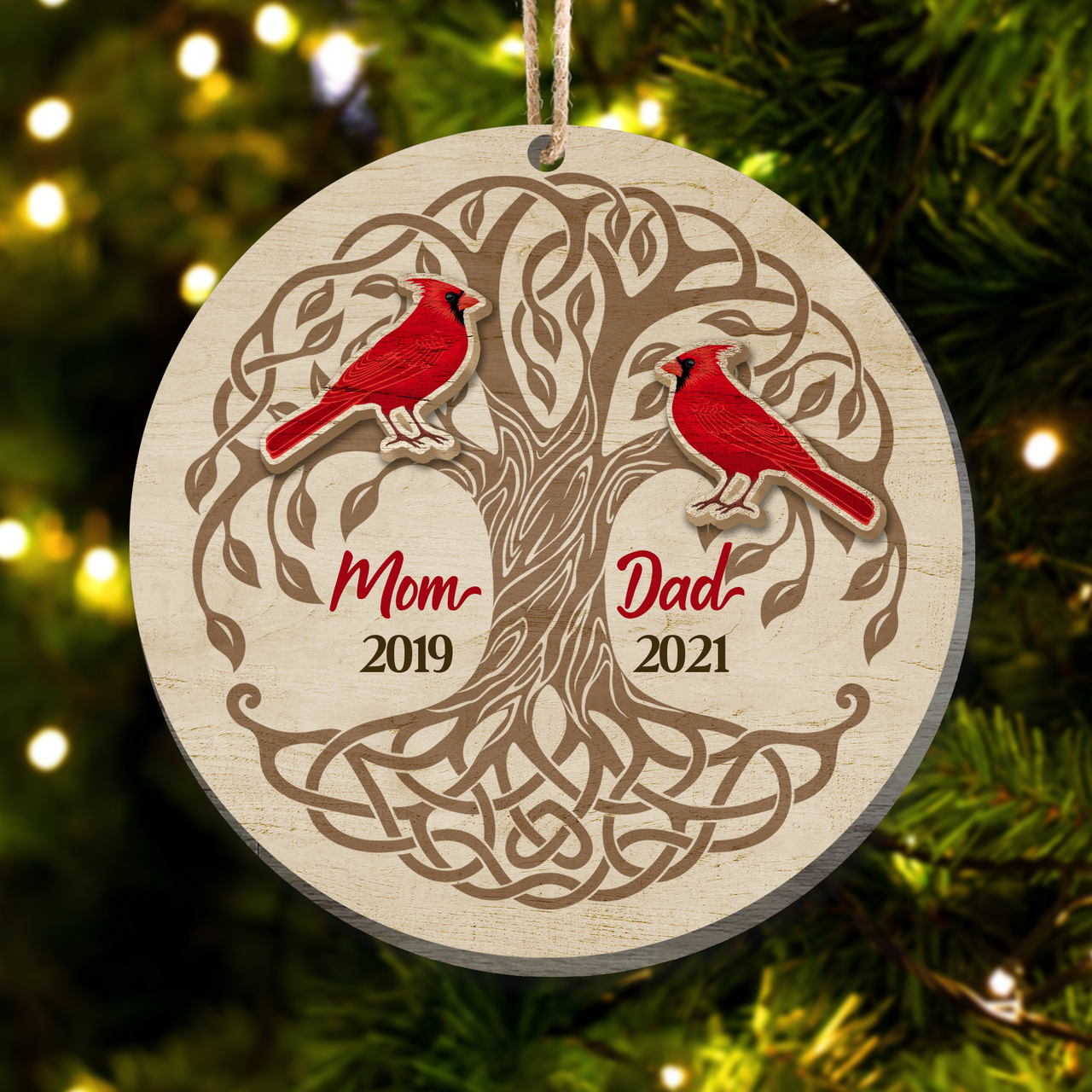 Personalized Memorial Christmas In Heaven Dad Mom Layered Wood Ornament AE