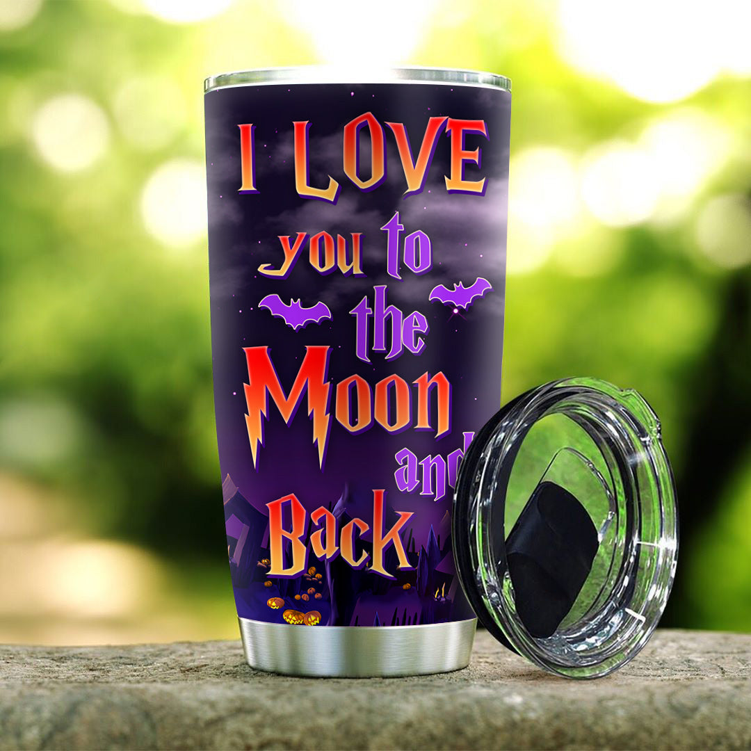 Personalized I Love You To The Moon And Back Halloween Couple Tumbler, Love Gift AA