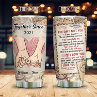 Thumbnail for Personalized Hand In Hand Vintage Love Letter Couple Tumbler, Valentine's Day Gift AA