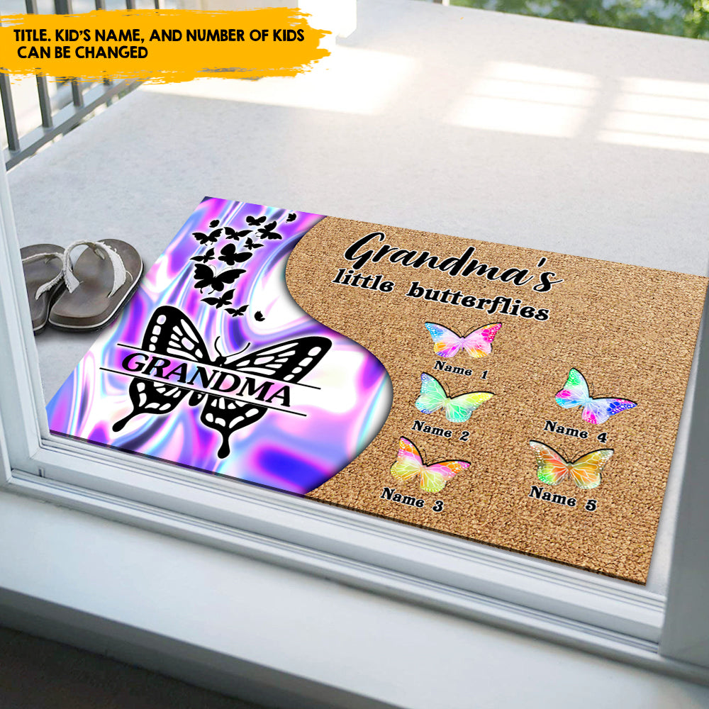 Grandma's Little Butterflies - Personalized Hologram Doormat, Mother's Day AB